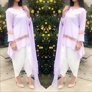 Purple and white tulip outfit